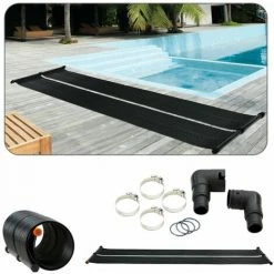 AREBOS Chauffage Solaire Pour Piscine | 300 X 66 Cm | Plastique Résistant Aux UV | Noir | Extensible Selon Les Besoins - Noir