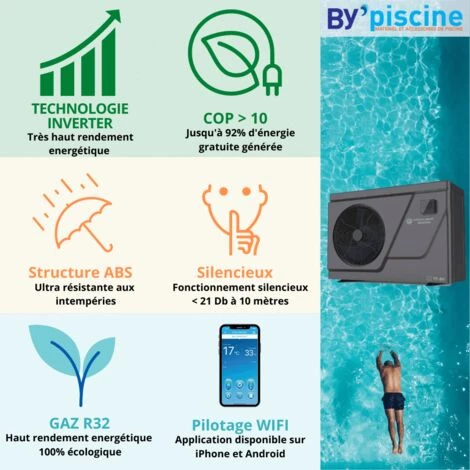 BYPISCINE Pompe à Chaleur Piscine Full Inverter - Jusqu'à 90 M3, Full Inverter, Wifi, R32, COP>10, Modèle Arroka X-FULL Inverter 90 4 BYPISCINE Pompe à Chaleur Piscine Full Inverter - Jusqu'à 90 M3, Full Inverter, Wifi, R32, COP>10, Modèle Arroka X-FULL Inverter 90 – Image 2