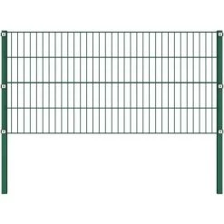 INLIFE Panneau De Clôture Avec Poteaux Fer 1,7 X 0,8 M Vert