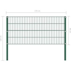 INLIFE Panneau De Clôture Avec Poteaux Fer 1,7 X 0,8 M Vert -Pompe à chaleur Soldes 57884663 4