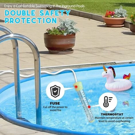 SINCèREETALI Chauffe-piscine électrique à Immersion Avec Protection En Acier Inoxydable Pour Piscines Creusées, Noir, Une Pièce 4 SINCèREETALI Chauffe-piscine électrique à Immersion Avec Protection En Acier Inoxydable Pour Piscines Creusées, Noir, Une Pièce – Image 2