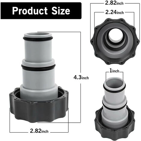 HABIENTôT Adaptateur De Tuyau De Piscine Adaptateur De Tuyau De Rechange Pour Pompe Avec Filetage - Pour Tuyau De 1,5 Et 1,25" - Série A 25077RP 8" Gris Lot De 2 Oi-FRIS 4 HABIENTôT Adaptateur De Tuyau De Piscine Adaptateur De Tuyau De Rechange Pour Pompe Avec Filetage - Pour Tuyau De 1,5 Et 1,25" - Série A 25077RP 8" Gris Lot De 2 Oi-FRIS – Image 2